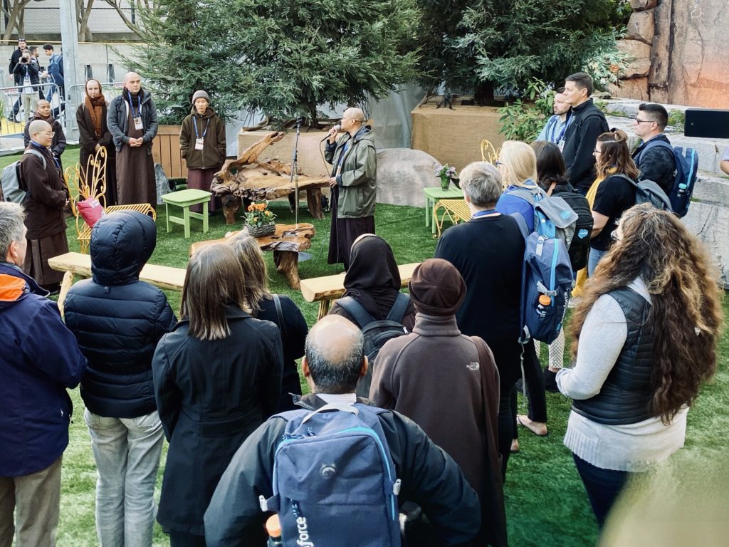 Sr. Peace introduces walking meditation.